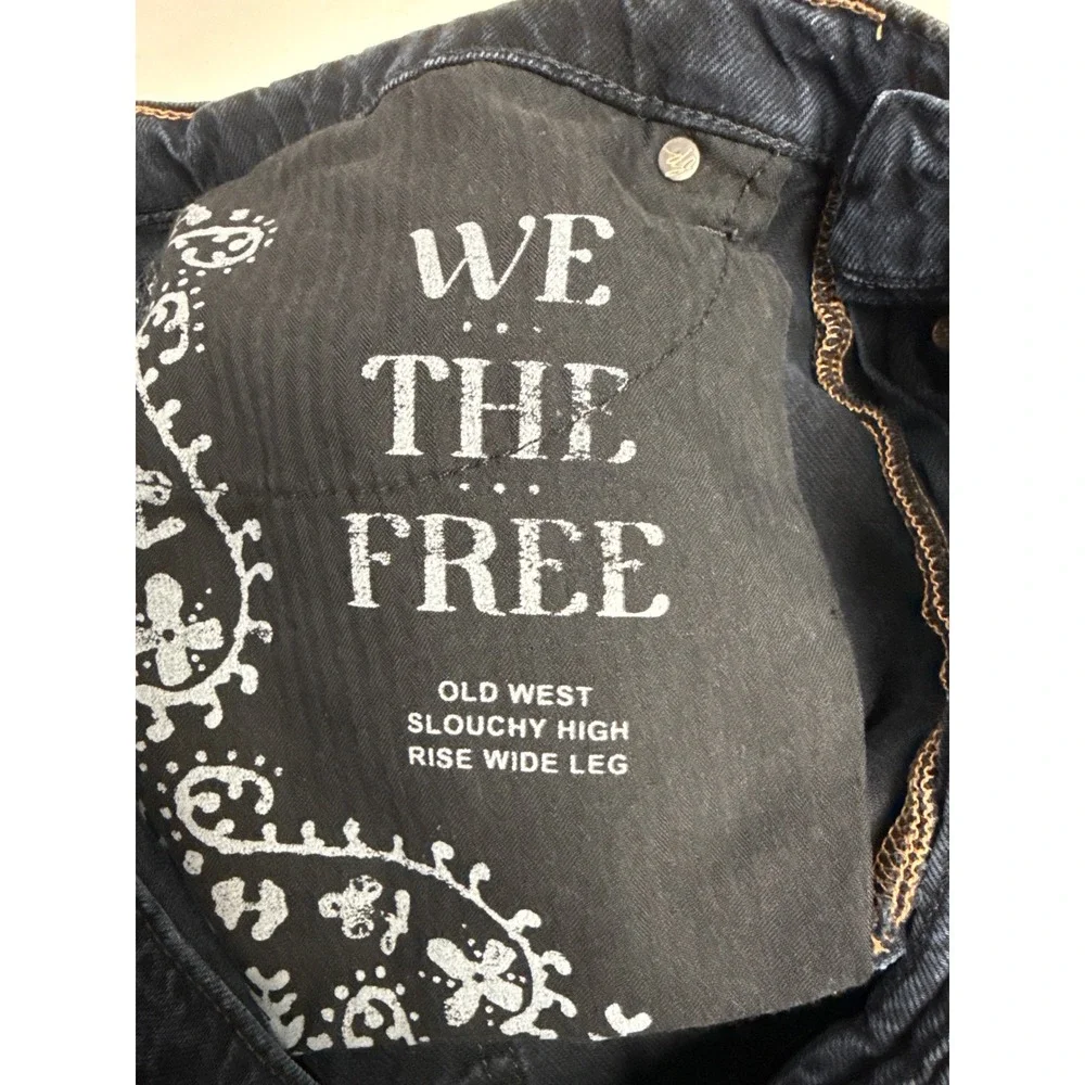 We The Free Old West Slouchy High Rise Wide Leg Jeans Womens 33 Blue Black Boho